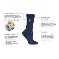 heavy duty work socks and a diagram describing their features