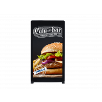 Vue de face de la signalisation numérique autoportante en A