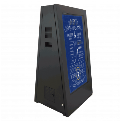 डिजिटल ए-फ्रेम राइट-फेसिंग साइड व्यू।