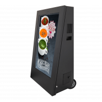 फुटपाथ डिजिटल साइनेज बाईं ओर का दृश्य।